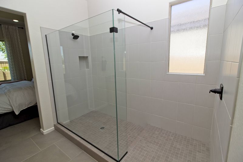 Walk-in shower with modern tile work